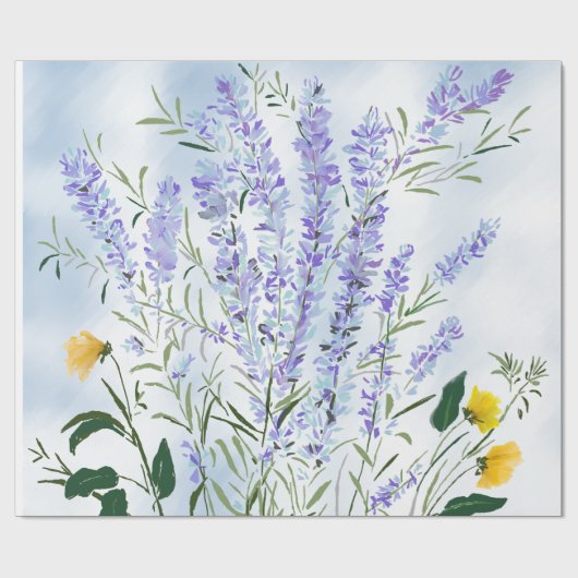 Lavender Meadow Impression Wrapping Paper Cadeaupapier (Vlak)