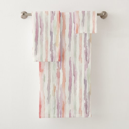 Lavender Melon Pink White Stripes Bad Handdoek (Insitu)