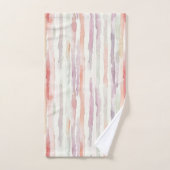 Lavender Melon Pink White Stripes Bad Handdoek (Handdoek)