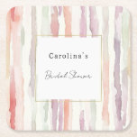 Lavender Melon Pink White Stripes Bridal Shower Kartonnen Onderzetters<br><div class="desc">Lavender Melon Pink White Stripes Bridal Shower</div>