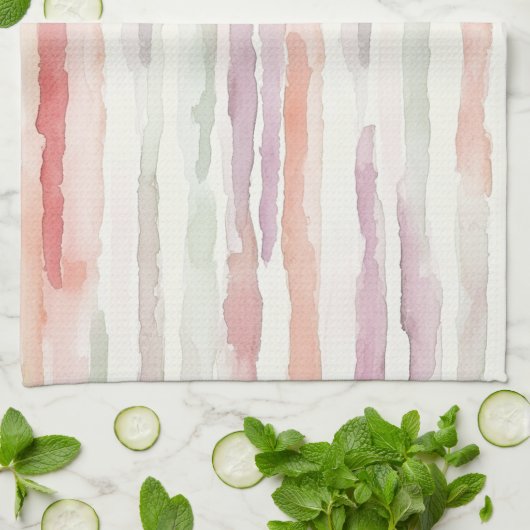 Lavender Melon Pink White Stripes Theedoek (Gevouwen)