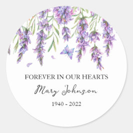 Lavender Memorial Funeral Classic Round Sticker