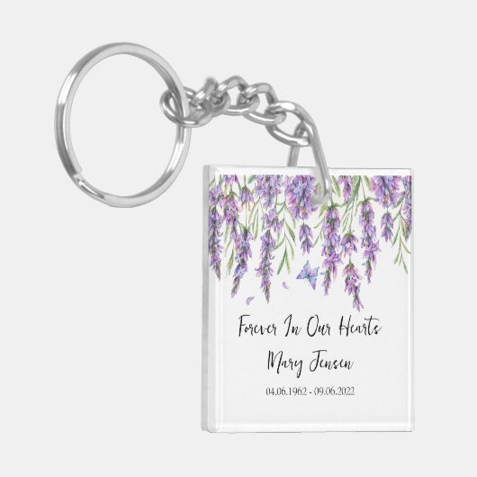 Lavender Memorial Funeral Photo Keychain (Voorkant Links)