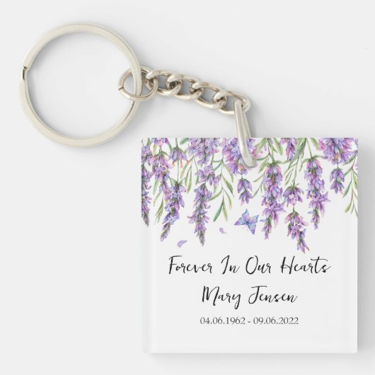 Lavender Memorial Funeral Photo Keychain (Voorkant)