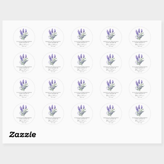 Lavender Memorial Funeral Seed Packet Ronde Sticker (Vel)