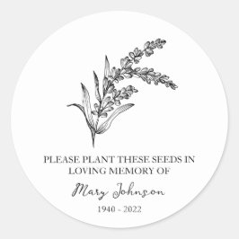 Lavender Memorial Funeral Seed Packet Ronde Sticker