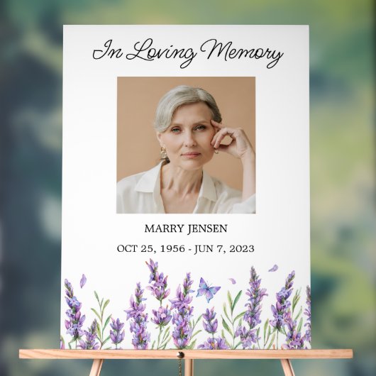 Lavender Memorial Photo Funeral Acryl Bord (Neutraal)