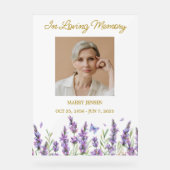 Lavender Memorial Photo Funeral Acryl Bord (Voorkant)