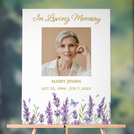 Lavender Memorial Photo Funeral Acryl Bord (Neutraal)