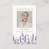 Lavender Memorial Photo Funeral Prayer Card Visitekaartje (Voorkant)