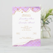 Lavender Mermaid Gold Wedding Invitation Kaart (Staand voorkant)