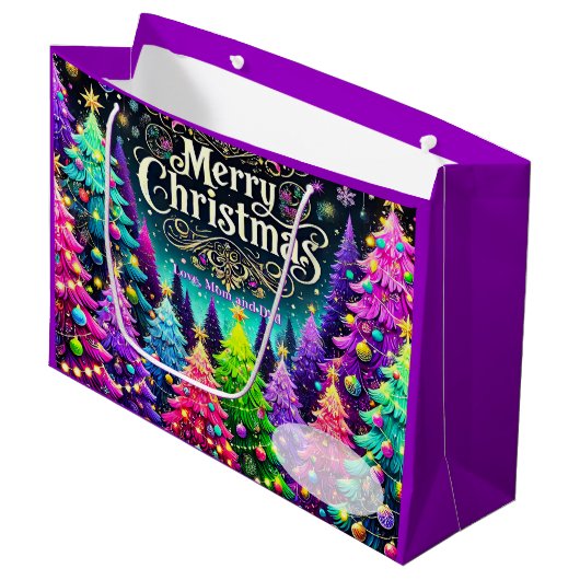 Lavender Merry Christmas Groot Cadeauzakje (Voorkant Gekanteld)