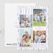 Lavender MERRY CHRISTMAS Photo Collage Trees Feestdagenkaart (Voorkant / Achterkant)