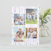 Lavender MERRY CHRISTMAS Photo Collage Trees Feestdagenkaart (Staand voorkant)