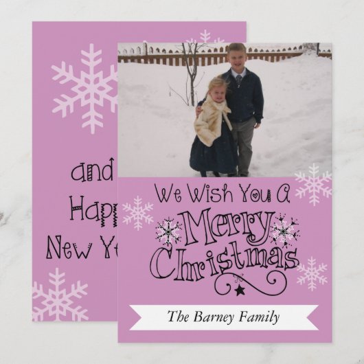 Lavender Merry kerstfoto Kaart (Voorkant / Achterkant)