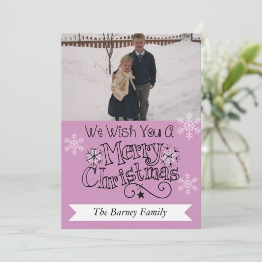 Lavender Merry kerstfoto Kaart (Staand voorkant)