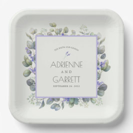 Lavender met Eucalyptus Greenery Square Weddenscha Papieren Bordje