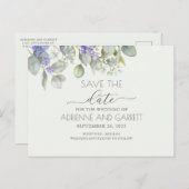 Lavender met Eucalyptus Sla de datum op Aankondigingskaart (Voorkant / Achterkant)