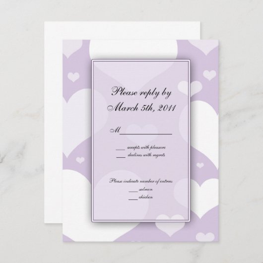 Lavender met Hearts Wedding RSVP Notes (Voorkant / Achterkant)