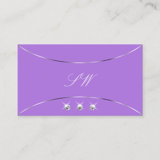 Lavender met Silver Decor Diamonds en Monogram Visitekaartje (Voorkant)