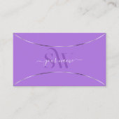Lavender met Silver Decor en Monogram Modern Visitekaartje (Voorkant)