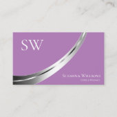 Lavender met Silver Decor en Monogram Stijlvol Visitekaartje (Voorkant)