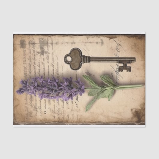  lavender met sleutel voor ontkoppeling van oud pa tissuepapier (Voorkant)