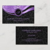 Lavender met zwart geometrisch ontwerp visitekaartje (Voorkant / Achterkant)