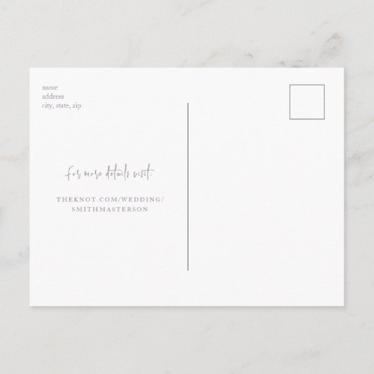 Lavender Metallic Silver Wedding Save Our Date Briefkaart (Achterkant)