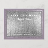 Lavender Metallic Silver Wedding Save Our Date Briefkaart (Voorkant)