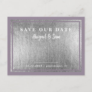 Lavender Metallic Silver Wedding Save Our Date Briefkaart