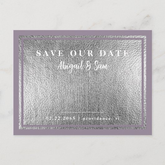 Lavender Metallic Silver Wedding Save Our Date Briefkaart (Voorkant)