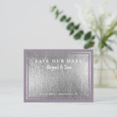Lavender Metallic Silver Wedding Save Our Date Briefkaart (Staand voorkant)