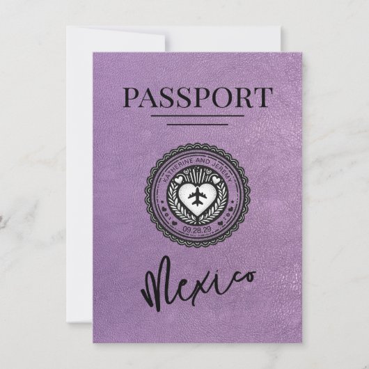 Lavender Mexico Passport Bewaar de datum Save The Date (Voorkant)