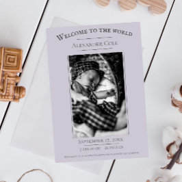 Lavender Minimalist Photo Birth Announement Aankondiging