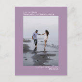 Lavender Minimalist Weddenschap Foto slaat de datu Aankondigingskaart (Voorkant)