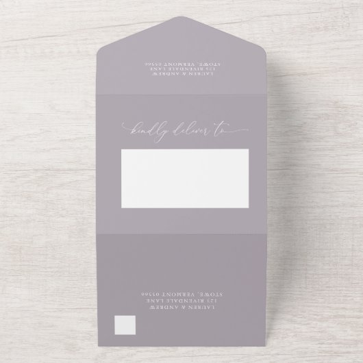 Lavender Minimalist Weddenschap in één uitnodiging (Buitenkant)