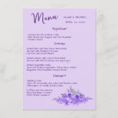 Lavender minimalistisch elegant Wedding Menu (Voorkant)