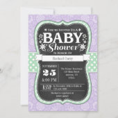 Lavender Mint Chalkboard Floral Baby shower Invite Kaart (Voorkant)