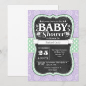 Lavender Mint Chalkboard Floral Baby shower Invite Kaart (Voorkant / Achterkant)