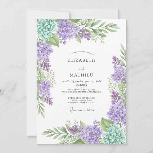 Lavender Mint Delicate Spring Wedding Kaart (Voorkant)