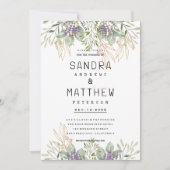Lavender mint green gold glitter floral Wedding Kaart (Voorkant)