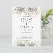 Lavender mint green gold glitter floral Wedding Kaart (Staand voorkant)