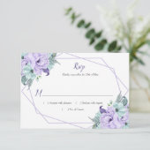 Lavender Mint Waterverf Peonies Geometric RSVP (Staand voorkant)