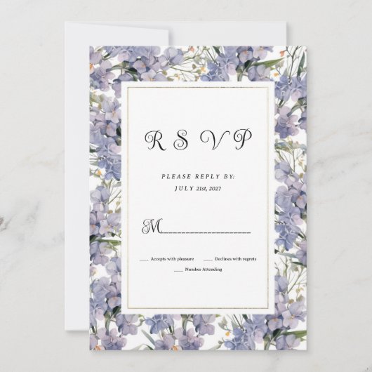 Lavender mint wild orchids floral RSVP  Kaart (Voorkant)