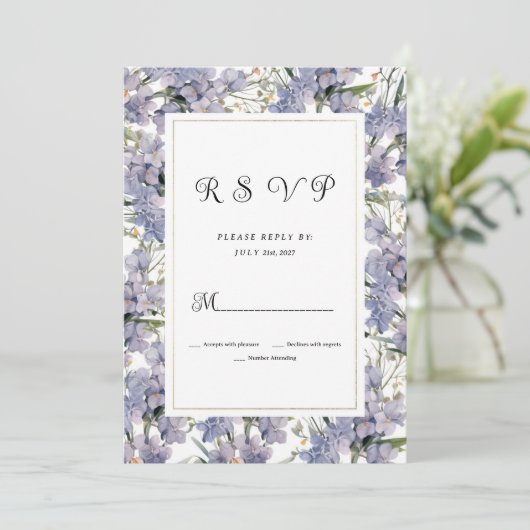 Lavender mint wild orchids floral RSVP  Kaart (Staand voorkant)