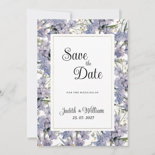 Lavender mint wild orchids floral Save the Date Kaart (Voorkant)