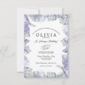 Lavender Mist Waterverf Tropical Leaves Birthday Kaart (Voorkant)
