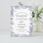 Lavender Mist Waterverf Tropical Leaves Birthday Kaart (Staand voorkant)