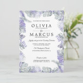 Lavender Mist Waterverf Tropical Leaves Wedding Kaart (Staand voorkant)